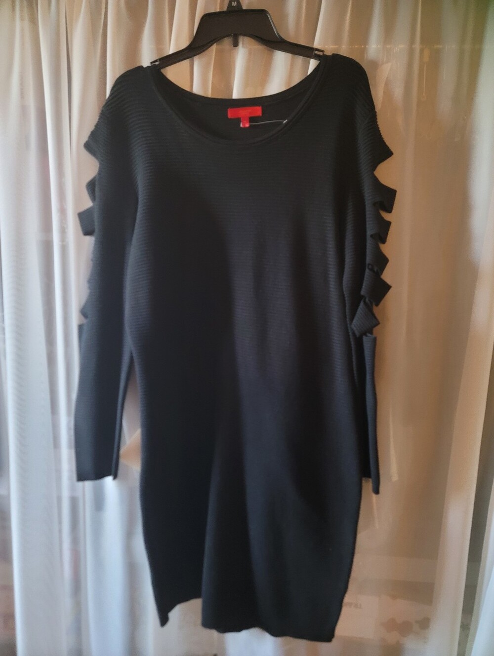 Black Cold-Shoulder Sweater Dress
